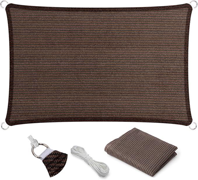 Eden's Decor Straight Flat-Edged Sun Shade Sail Rectangular 4' x 13' Brown by EdensDecorInc