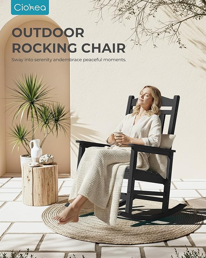 Ciokea Oversized Outdoor Rocking Chairs Set of 3, 380lbs Heavy-Duty Large Patio - Image 8