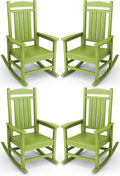 KINGYES HDPE Outdoor Rocking Chair Set of 4, All-Weather Poly Patio Rocking by KINGYES