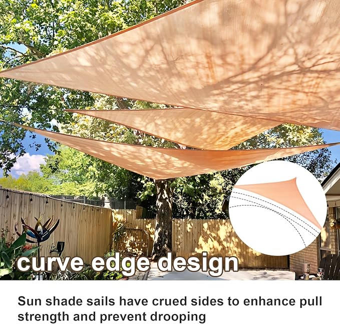 SUNLAX Sun Shade Sail 20' x 20' x 28.3' Peach Fuzz Rectangle Canopy Sail Shade - Image 2