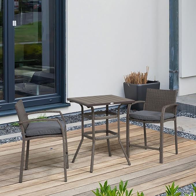 Outsunny 3 PCS Rattan Wicker Bar Set - Image 2