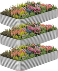 3 Pack Corrugated Galvanized Steel Raised Garden Bed Outdoor, Metal Above by CATMANOR