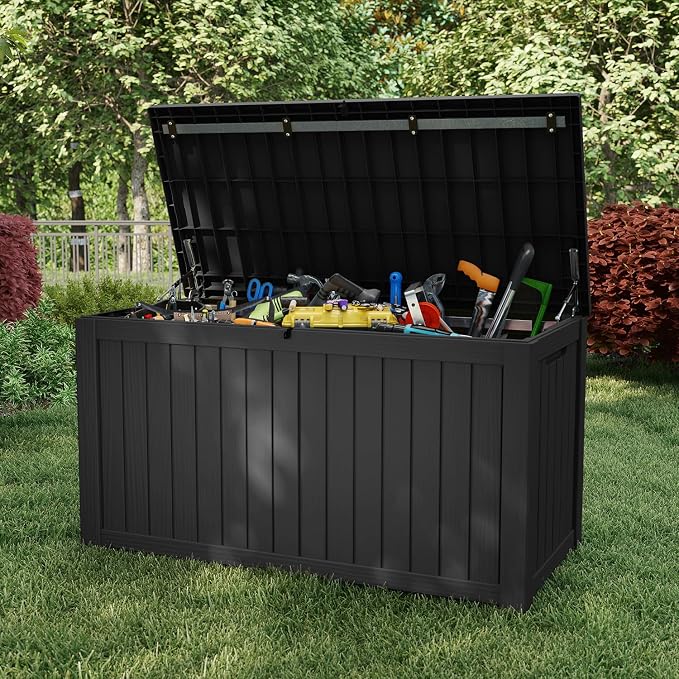 EasyUp 180 Gallon Outdoor Storage Box, Resin Waterproof UV-Resistant Deck Box - Image 6