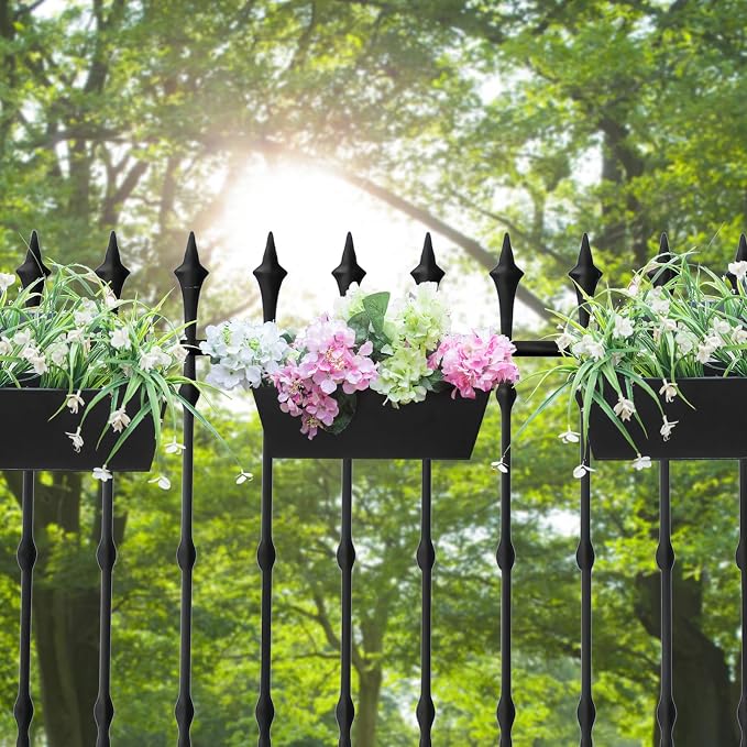 Railing Planters Outdoor Balcony 16 Inch Deck Over The Railing Planter Boxes - Image 4