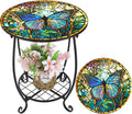 Outdoor Side Table Round Small Mosaic Patio Accent Indoor End Plant Coffee Tea by Cinnvoice