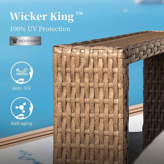 8 Pieces Patio Furniture Set, Outdoor Rattan Wicker Sectional Sofa - Image 2