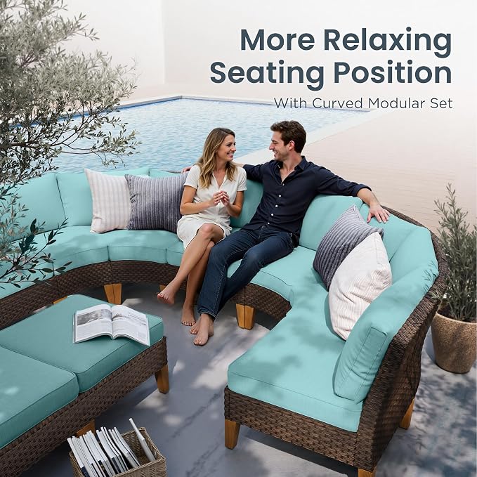 PHI VILLA 7-Piece Half Moon Patio Furniture Set - Image 4