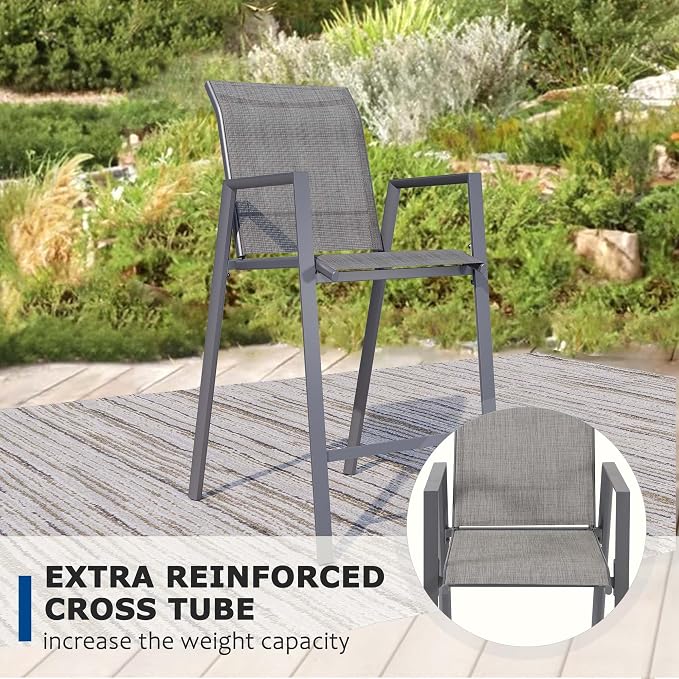 Outdoor Bar Stools Set of 2, Bar Height Chairs - Image 5