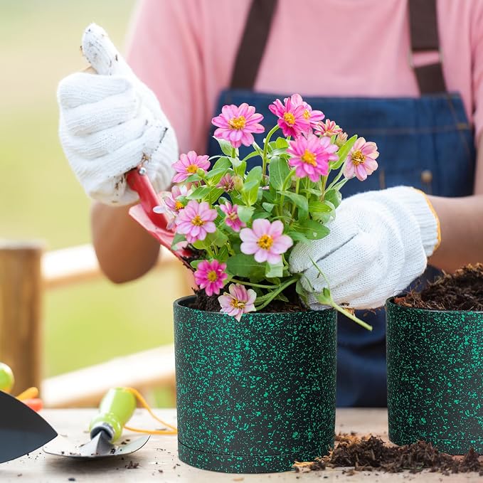 8/7/6 inch Plant Pots, 3 Pack Cylindrical Flower Pots - Image 3