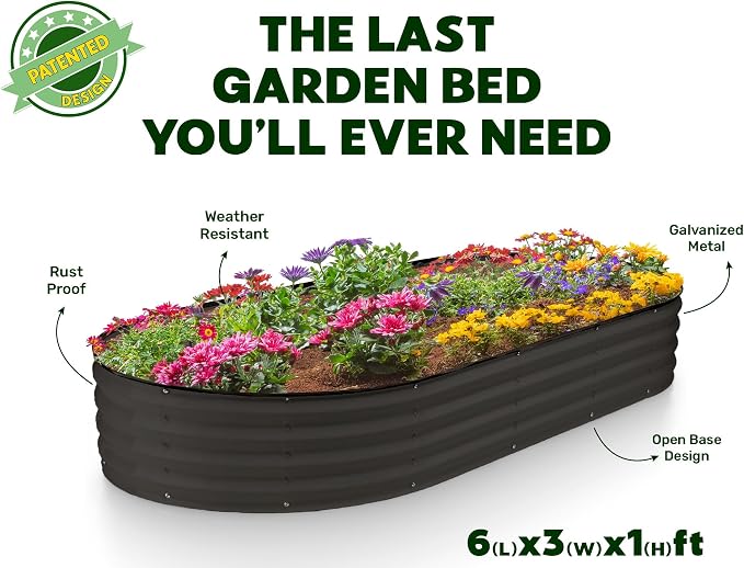 Plant & Plot Galvanized Raised Garden Beds Outdoor // 6×3×1 ft Planter Raised - Image 5