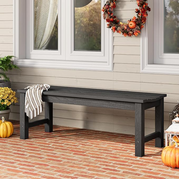 Outdoor Bench, 2-Person Patio Backless Bench Holds up to 800lbs, Weatherproof - Image 2
