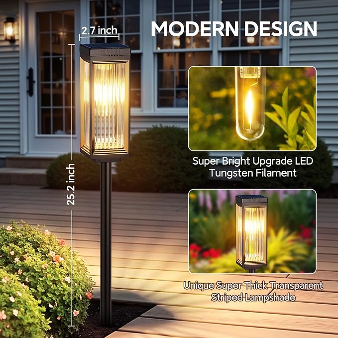 Solar Pathway Lights Outdoor, 8 Pack Upgraded Solar Lights Outdoor Waterproof - Image 2