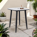Modern 35.4'' Rounded Square Outdoor Bar Table, Greek White Marble-Inspired by Unknown