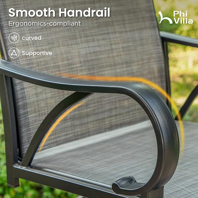 PHI VILLA Outdoor Bar Stools Swivel Set of 2, Outdoor Bar Height Tall Patio - Image 8