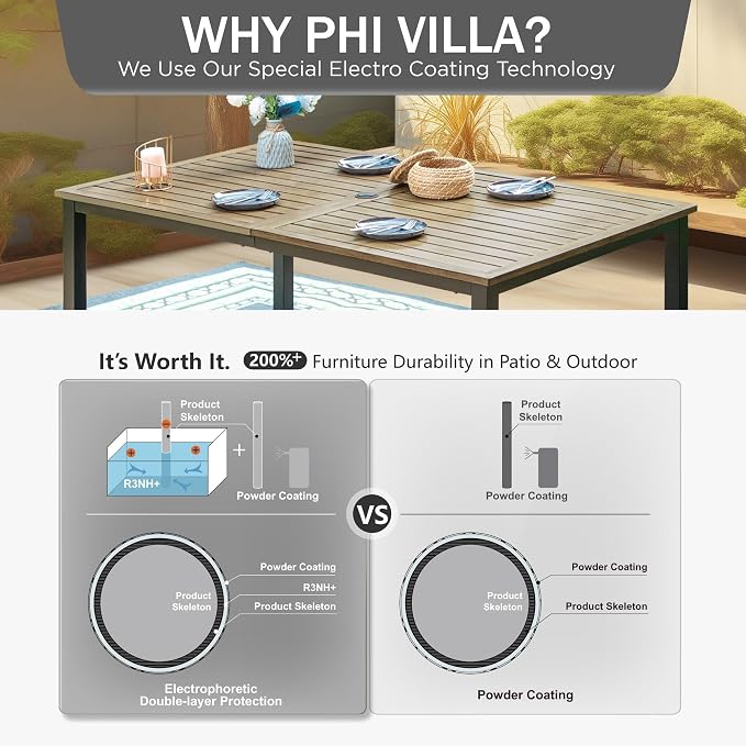 PHI VILLA 7 Pieces Outdoor Dining Set - Image 6