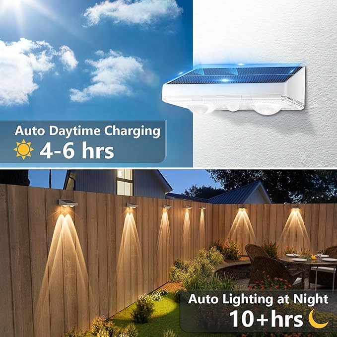 NIORSUN Solar Fence Lights, 8 Pack Solars Deck Light, Warm White Color - Image 5