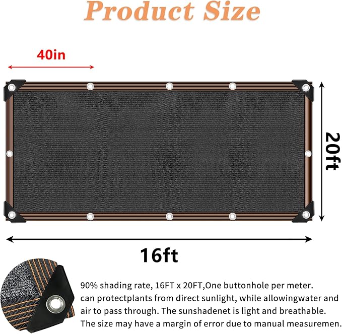 Shade Cloth 90% Sunblock Net for Garden Patio, Shade Sails -for Plants - Image 2