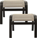 Outdoor Patio Ottoman Seat Textilene Portable Metal Footstool Portable Footrest by Deugold