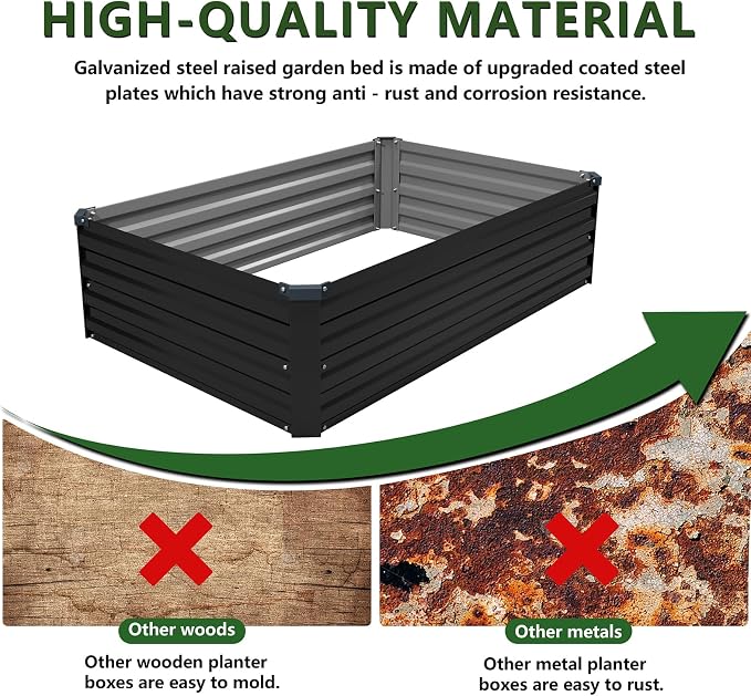 4×3×1FT Galvanized Raised Garden Bed Kit, Metal Planter Boxes, Large Raised - Image 6