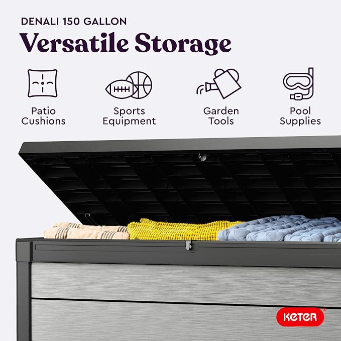 Keter Denali 150 Gallon Resin Large Deck Box - Image 4