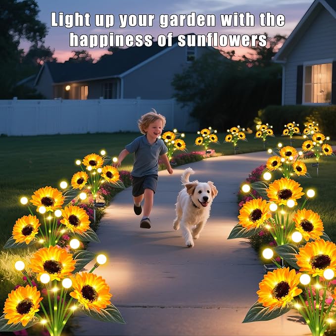 Sunflower Solar Lights Outdoor Garden Decor, Upgraded Solar Sunflowers - Image 2