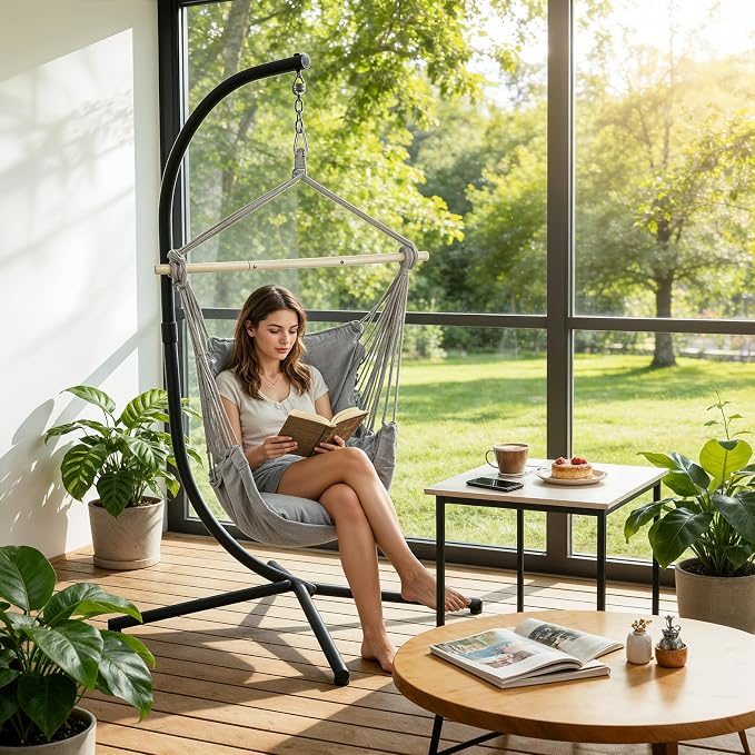 Athena Collection Hammock Chair Hanging Rope Swing Chair - Image 6