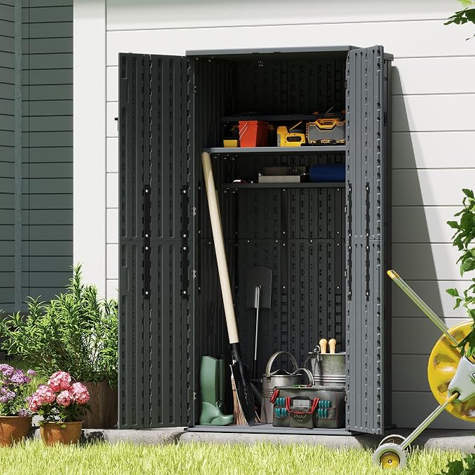 EHHLY Heavy Duty Tall Storage Cabinet Outdoor Weatherproof, 28 Cuft Garage - Image 4