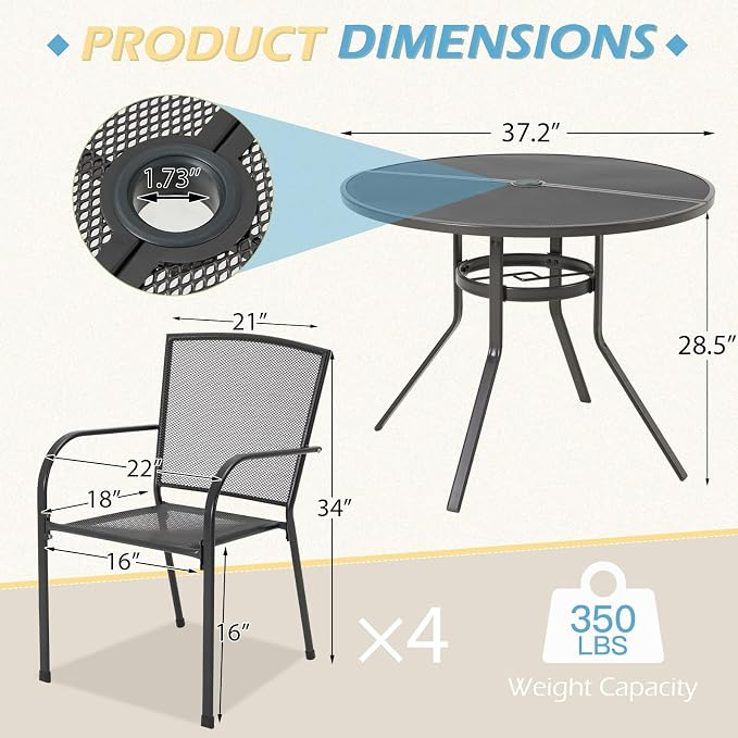 AECOJOY Metal Patio Table and Chairs Set - Image 3