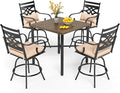 PHI VILLA 5 Pieces Patio Bar Set, Outdoor Bar Table and Chairs Set, Strong and by PHIVILLAThepioneerofcomfortablehouseholdsupplies