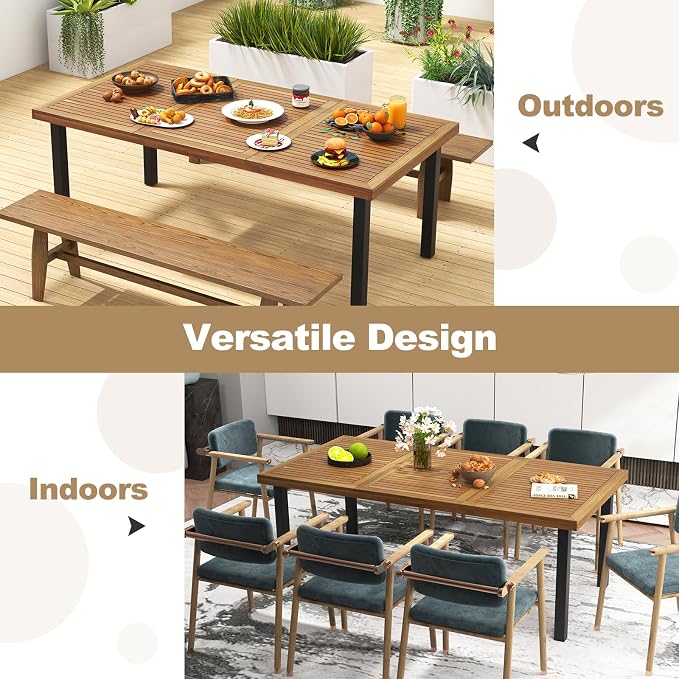 Tangkula 79" Acacia Wood Patio Dining Table - Image 9