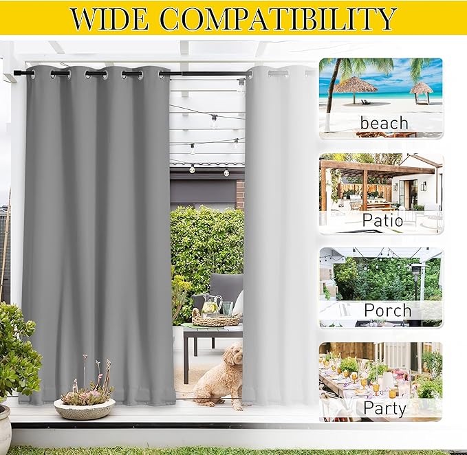 NICETOWN 2 Panels Weighted Outdoor Curtains - Image 7