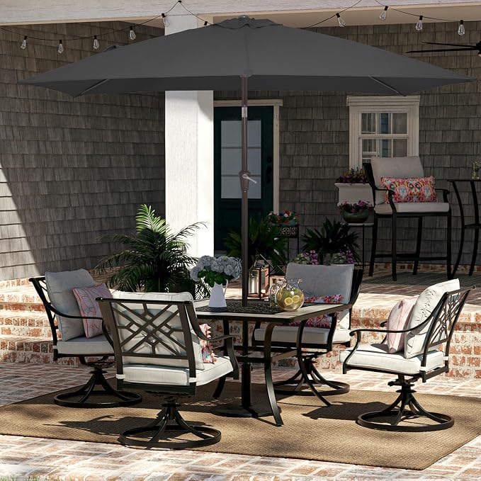 JEAREY 6.5x10 ft Rectangular Patio Umbrellas Rectangle Outdoor Umbrella - Image 4