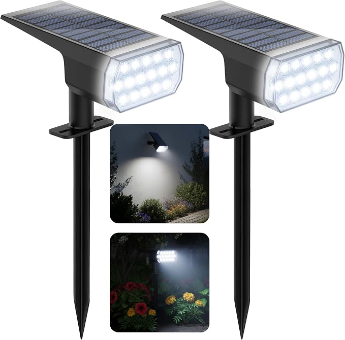 Solar Lights Outdoor Waterproof, 3 Lighting Modes Solar Spot Lights Outdoor by Chasikeo