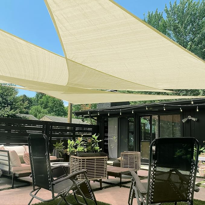 LOVE STORY Custom Size 7'x14'x15.7' Butter Cream Sun Shade Sail Right Triangle by LOVESTORY
