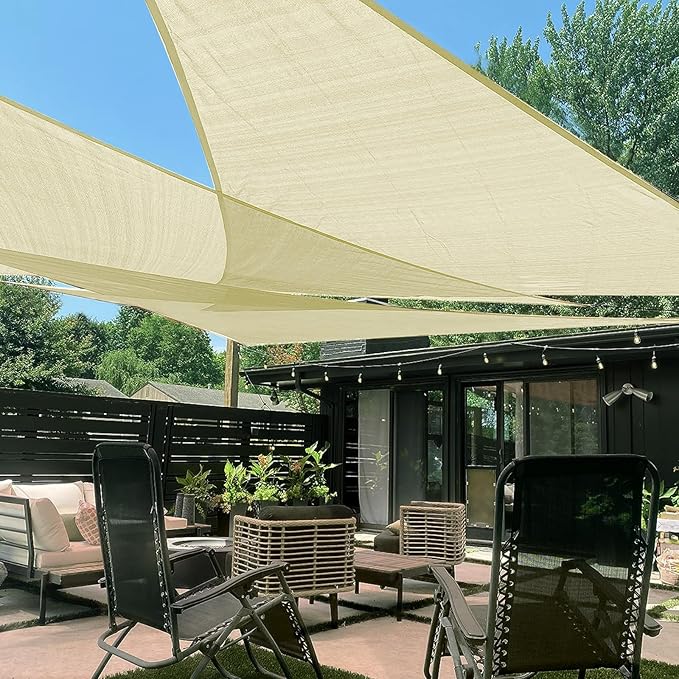 LOVE STORY Custom Size 5'x6'x7.8' Butter Cream Sun Shade Sail Right Triangle by LOVESTORY