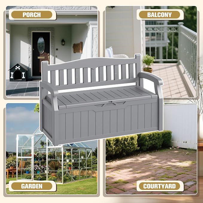 80-Gallon Outdoor Storage Bench, Waterproof Deck Box - Image 5