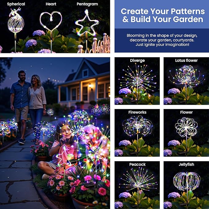 Solar Lights Outdoor, 120LED 6pack Fairy Garden Lights Decor - Image 5