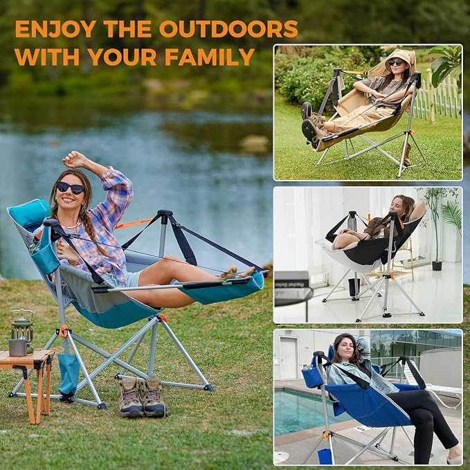 KingCamp Hammock Chair with Footrest – Heavy Duty Swinging Rocking Camping - Image 8