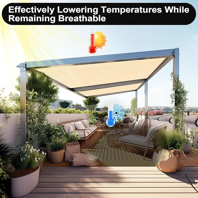 Artpuch 90% Sun Shade Cloth, 6 x 6 FT Pergola Shade Cover Canopy - Image 6