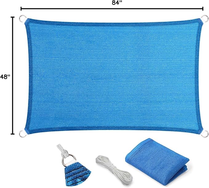 Eden's Decor Straight Flat-Edged Sun Shade Sail Rectangular 4' x 7' Blue - Image 9
