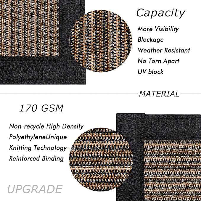 UPGRADE Privacy Fence Screen 3'x14' Brown Outdoor 90% Visibility Blockage 170 - Image 2