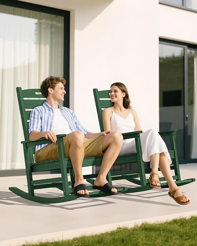 SERWALL Outdoor Rocking Chair, Oversized Rocking Chair - Image 8
