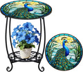 Outdoor Side Table Round Small Mosaic Patio Accent Indoor End Plant Coffee Tea by Cinnvoice