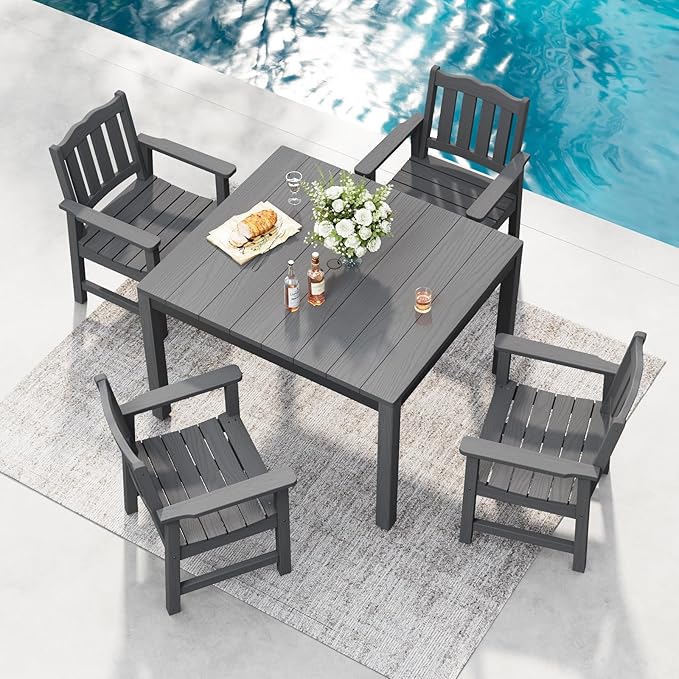 Stoog All-Weather Patio Dining Sets, 5 Pieces Outdoor HIPS Dining Table by Stoog
