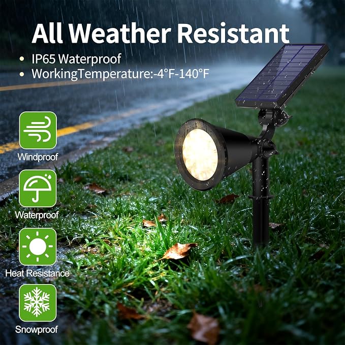 Solar Spot Lights Outdoor Waterproof, 18 LED Solar Powered Landscape Lighting - Image 2