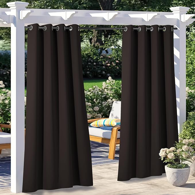 NICETOWN 2 Panels Patio Outdoor Curtains Waterproof, Thermal Insulated by NICETOWN