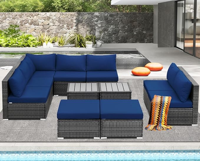 NICESOUL 11 Piece High-End Outdoor Furniture Set, 29.3'' High Back XL Big Size - Image 2