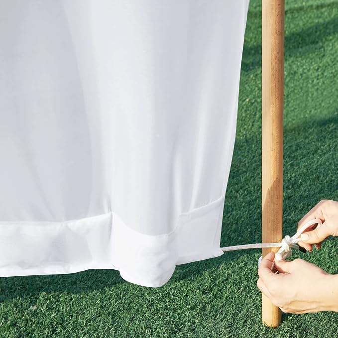 NICETOWN Outdoor Sheer White Weighted Curtains Rod Pocket Back Tab 120 inch - Image 3