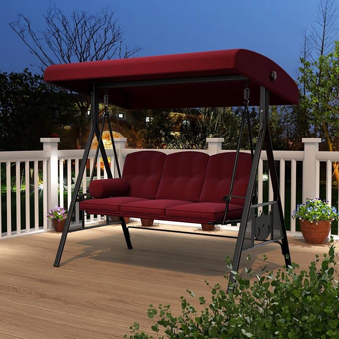AECOJOY Outdoor Porch Swing, 3-Seat Porch Swing - Image 8