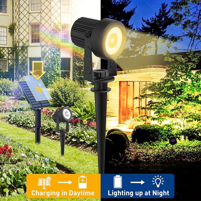 T-SUNUS Christmas Solar Landscape Spotlights 4 Pack Warm White 3000K, Spot - Image 3